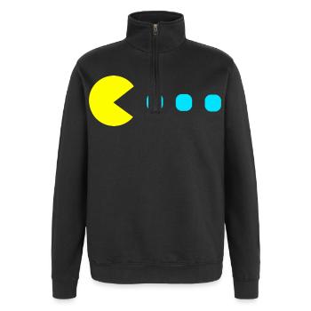 Retro Game - Quarter-Zip-Sweatshirt - Schwarz - Vorne - AI Model Female 172 light (172cm) & AI Model Male 178 dark (178cm)