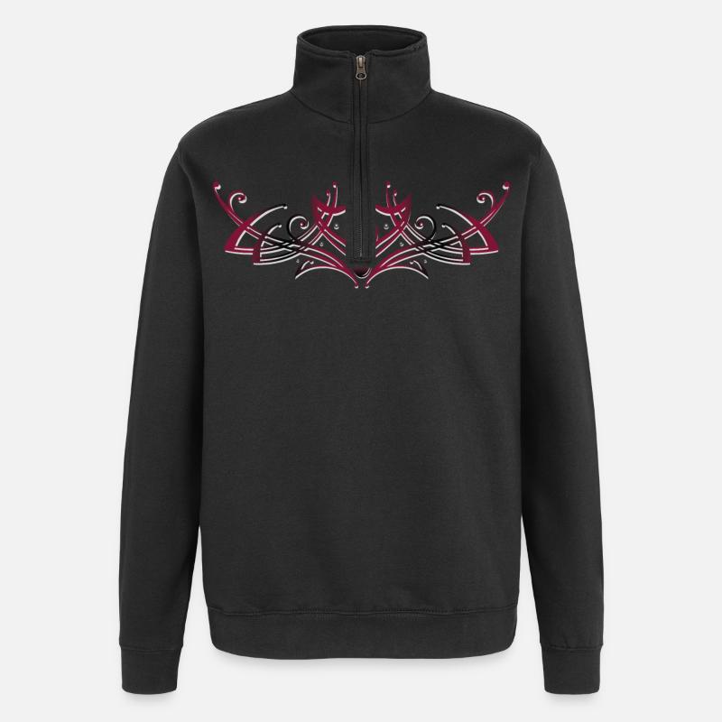 Filigranes Tribal mit Edelstein, rot - Quarter-Zip-Sweatshirt - Schwarz