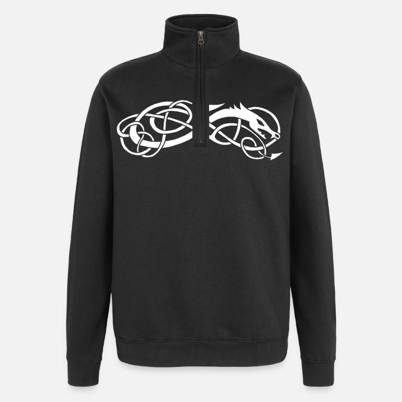White Celtic Snake - Quarter-Zip Sweatshirt - black
