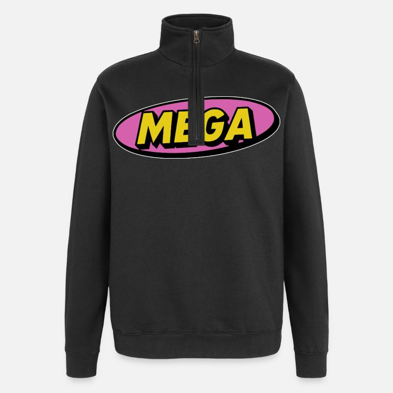 Mot rétro méga comique - Sweat à zip 1/4 - noir