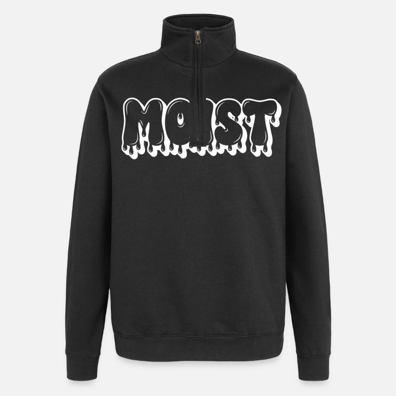 Moist Dripping Text - Quarter-Zip Sweatshirt - black