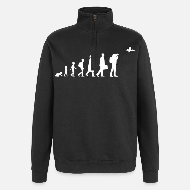 Passionné d’avion Evolution - Sweat à zip 1/4 - noir