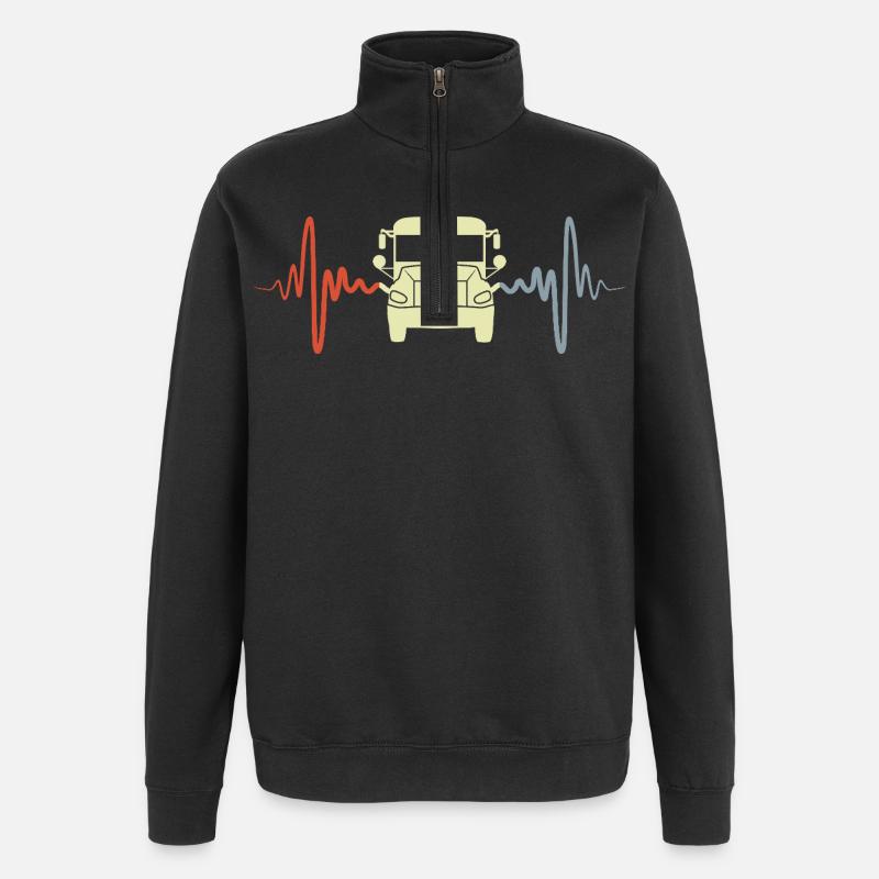 Oldtimer Bus EKG - Quarter-Zip-Sweatshirt - Schwarz