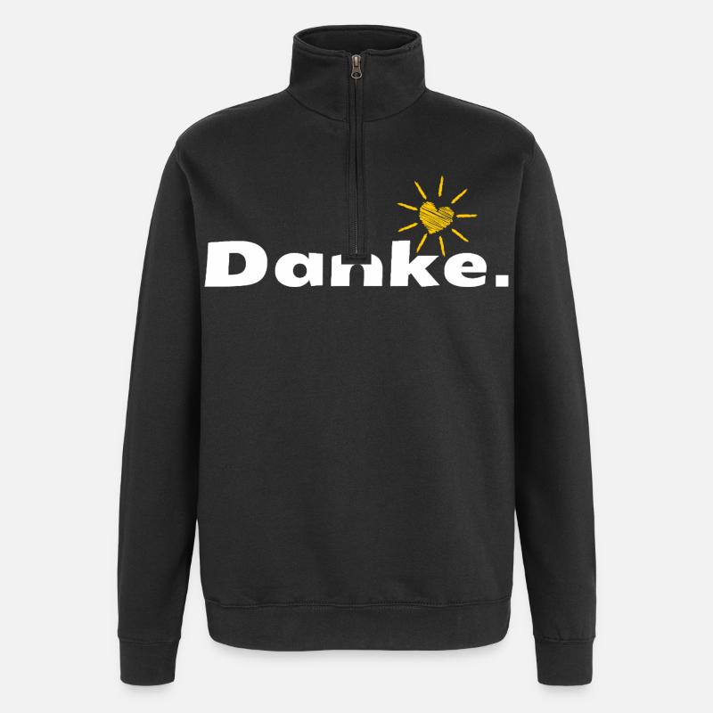 Danke HerzSonne Typografie - Quarter-Zip-Sweatshirt - Schwarz