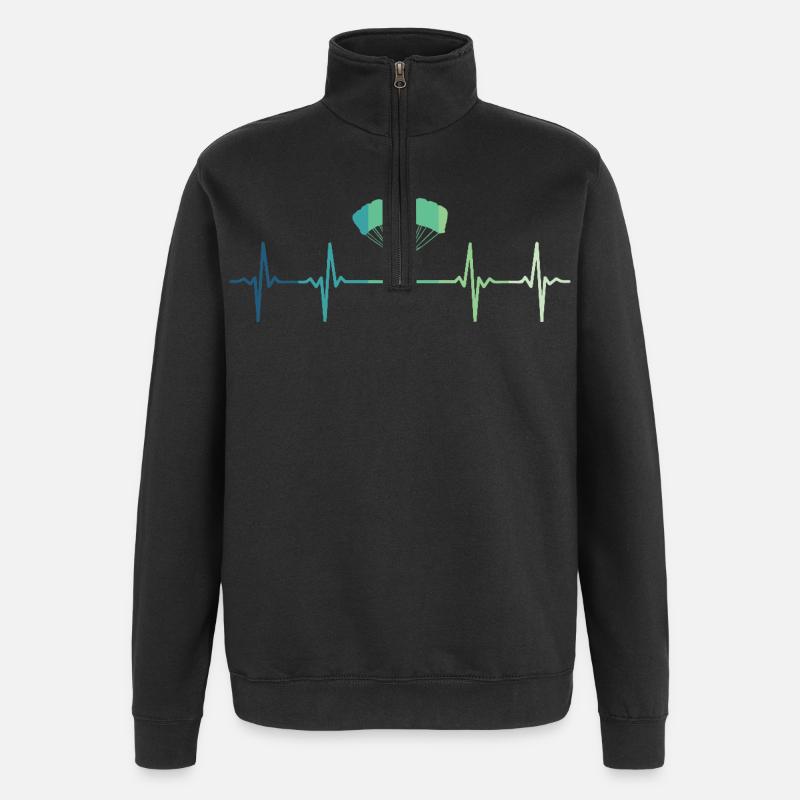 Paragliding-Herzschlag-Gleitschirm - Quarter-Zip-Sweatshirt - Schwarz