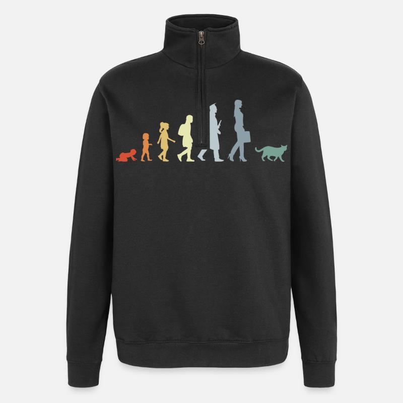 Evolution eines Katzenliebhabers - Quarter-Zip-Sweatshirt - Schwarz