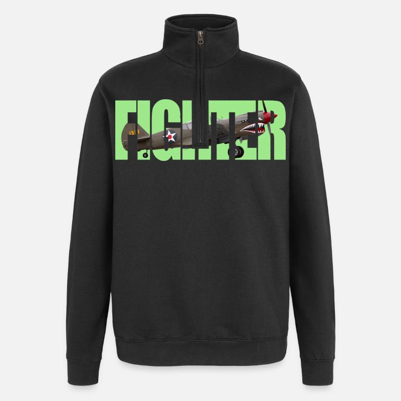 Chasseur P-40 Warhawk - Sweat à zip 1/4 - noir