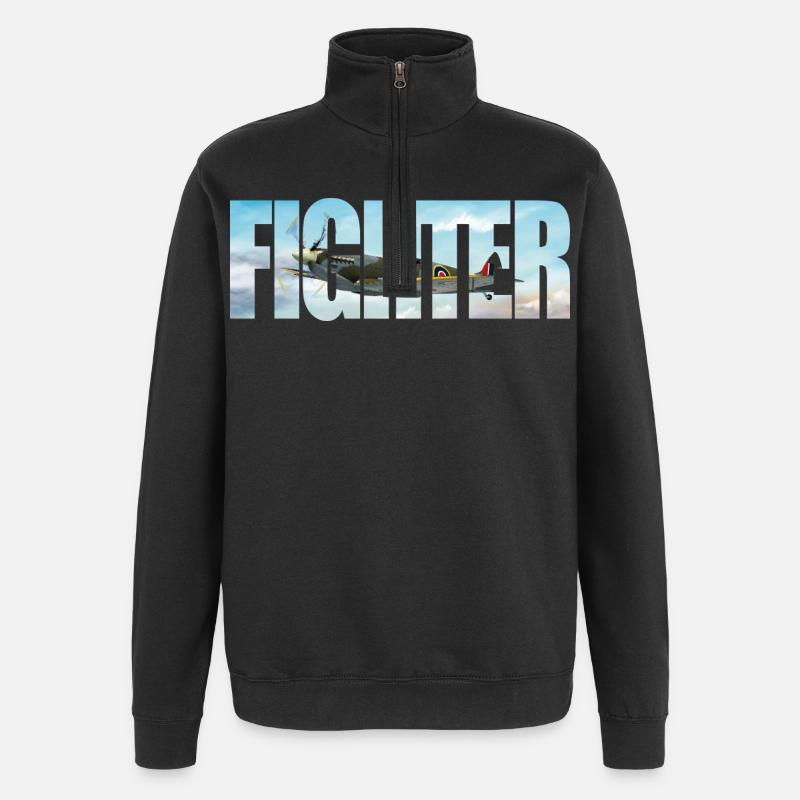 Fighter Spitfire - Quarter-Zip-Sweatshirt - Schwarz
