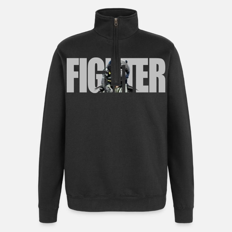 Combattant - Sweat à zip 1/4 - noir