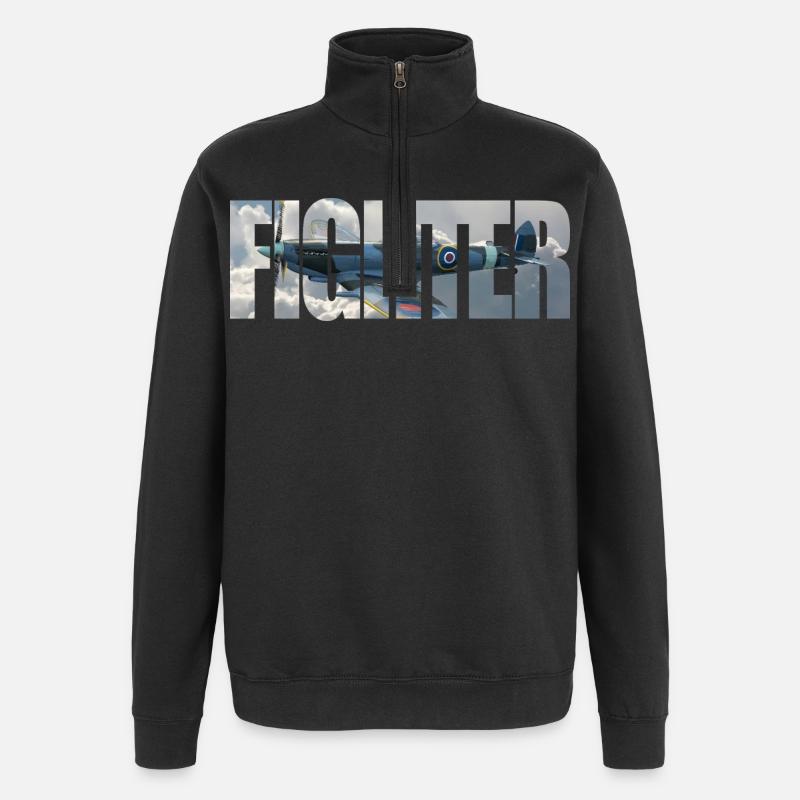 Fighter Spitfire - Quarter-Zip-Sweatshirt - Schwarz
