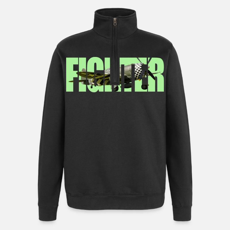 Fighter P-47 Thunderbolt - Quarter-Zip Sweatshirt - black