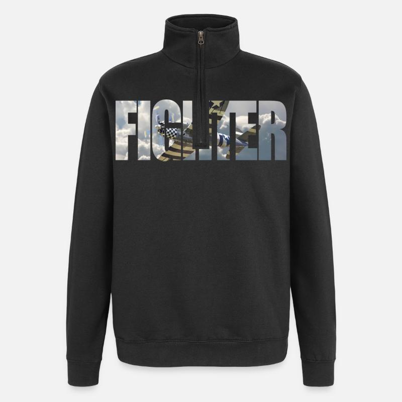 Fighter P-47 Thunderbolt - Quarter-Zip Sweatshirt - black