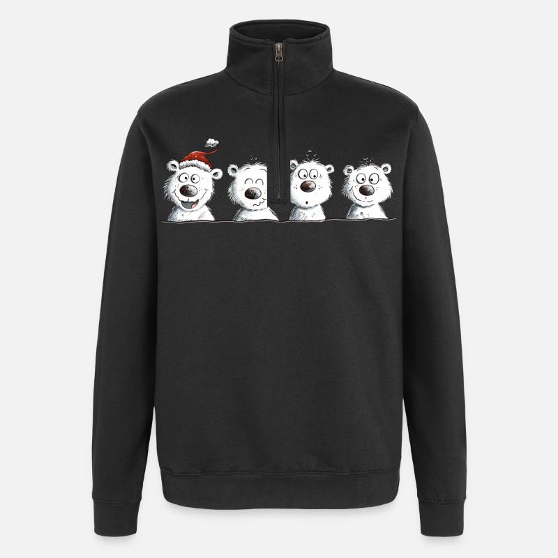 Happy Eisbär Team Weihnachten  - Quarter-Zip-Sweatshirt - Schwarz