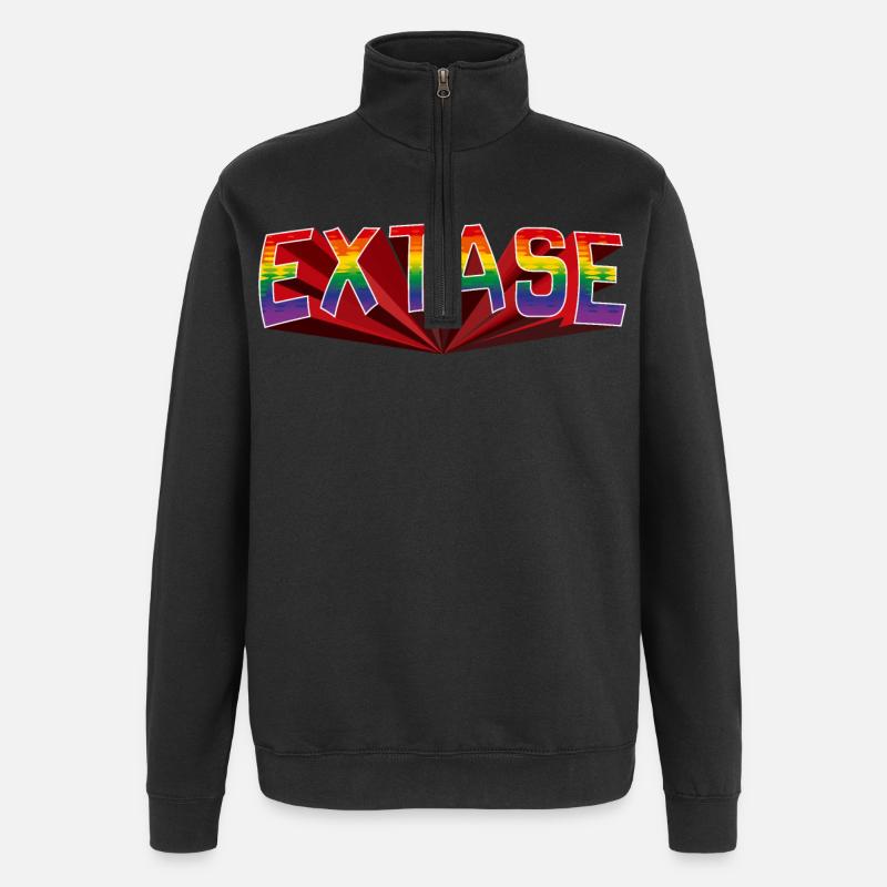 Ekstase Regenbogen Schrift - Quarter-Zip-Sweatshirt - Schwarz