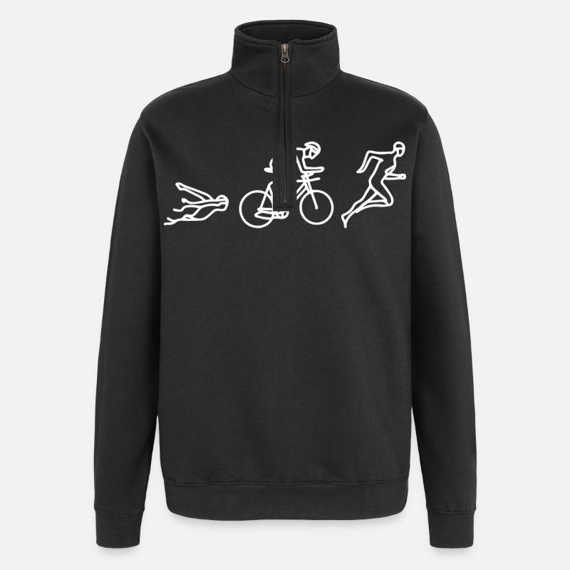 Triathlon Skizze - Quarter-Zip-Sweatshirt - Schwarz