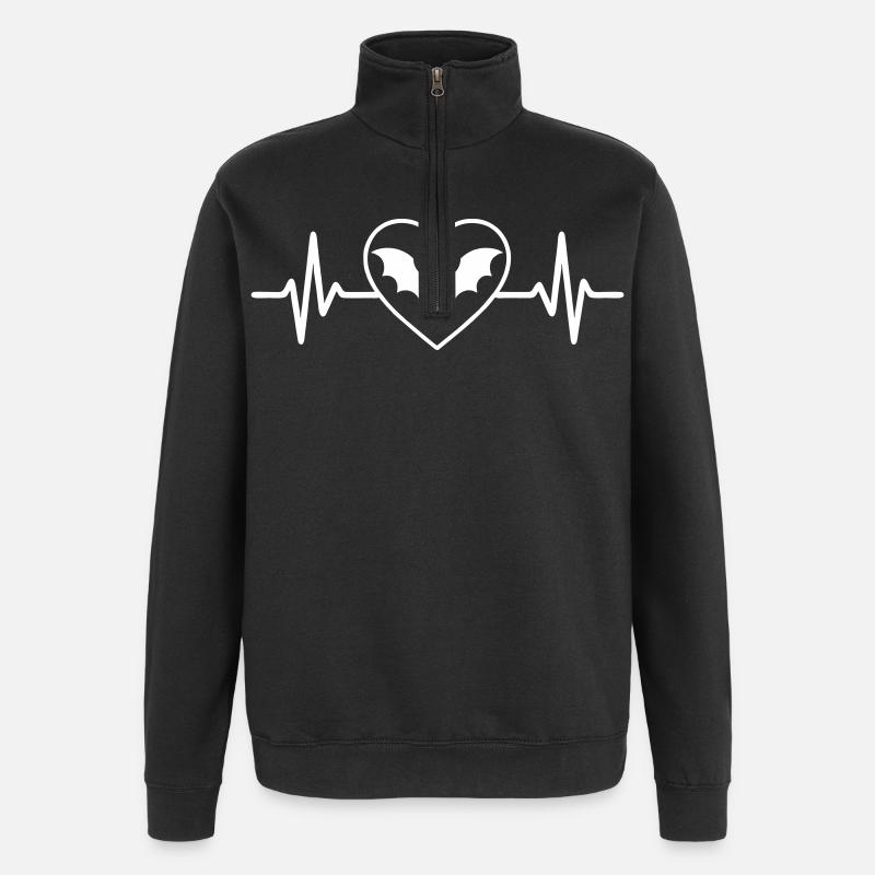 Fledermaus Halloween Herz - Quarter-Zip-Sweatshirt - Schwarz
