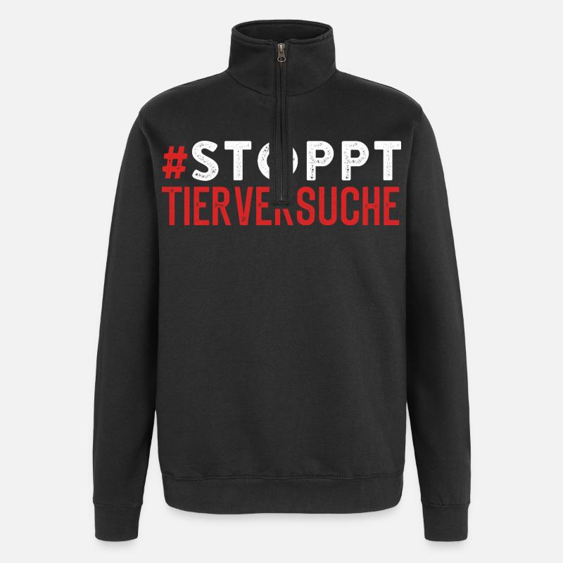 Animal Testing STOPS ANIMAL TESTING Lustigse - Quarter-Zip Sweatshirt - black