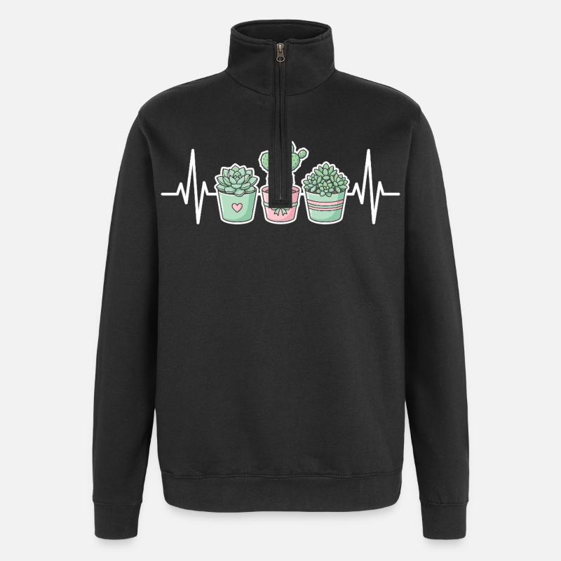 Cactus succulent de la plante Heartbeat - Sweat à zip 1/4 - noir