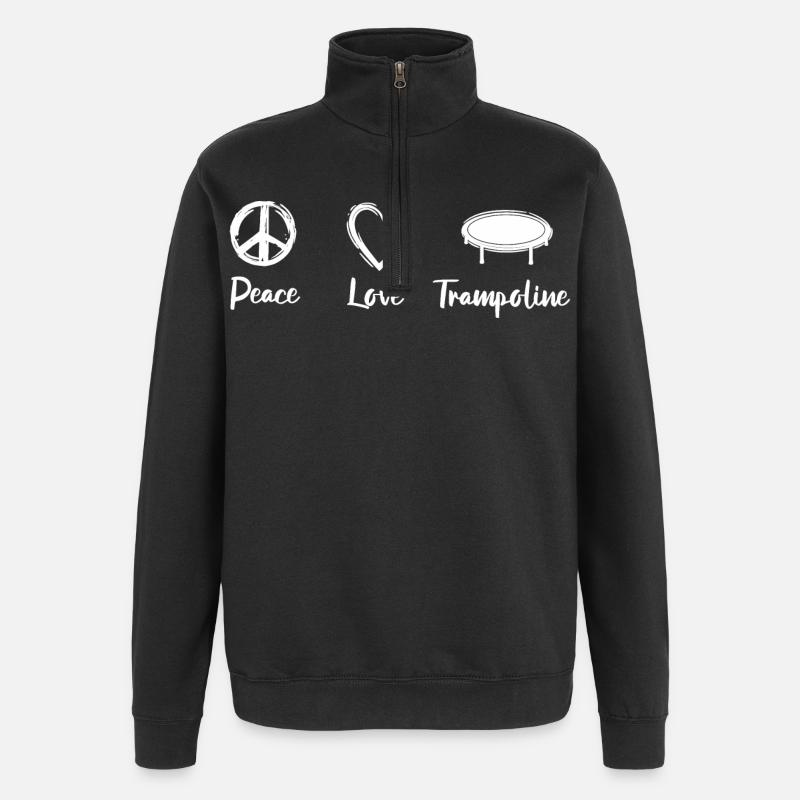Peace Love Trampoline - Quarter-Zip-Sweatshirt - Schwarz