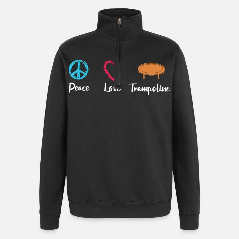 Peace Love Trampoline - Sweat à zip 1/4 - noir