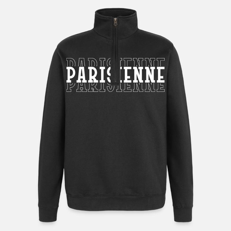Parisienne en Lettres Blanches - Sweat à zip 1/4 - noir