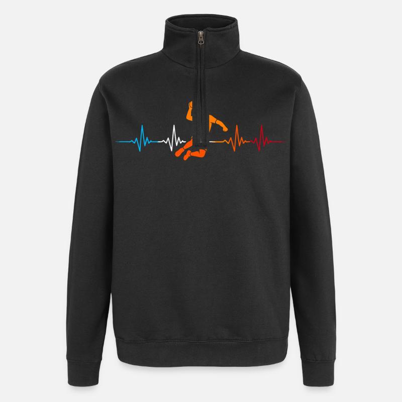 Handball Trainer Herzschlag – Geschenkidee - Quarter-Zip-Sweatshirt - Schwarz