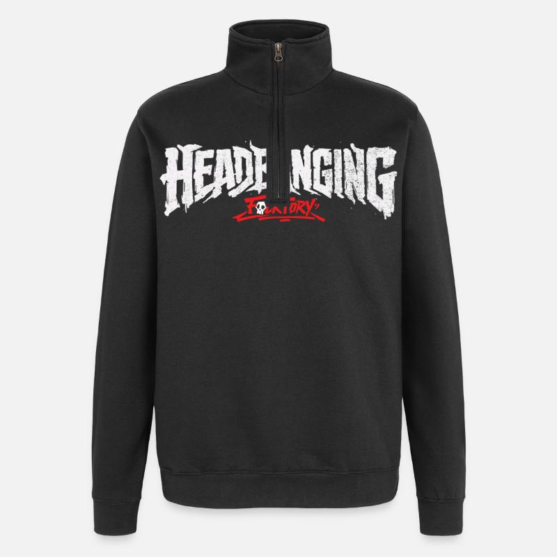 Logo de headbanging blanc - Sweat à zip 1/4 - noir