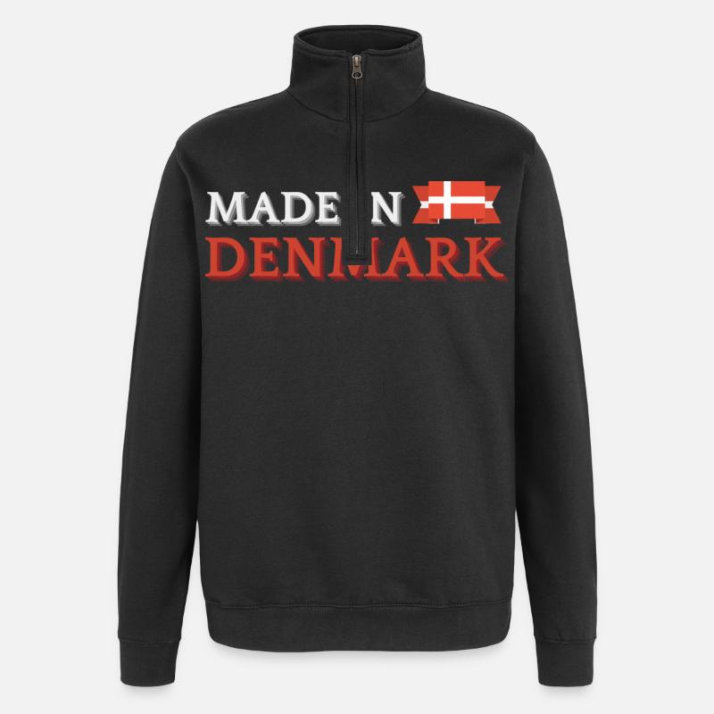 Fabriqué au Danemark, fierté danoise - Sweat à zip 1/4 - noir