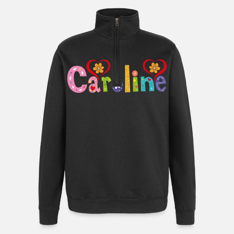 Personalized Caroline Name - Quarter-Zip Sweatshirt - black