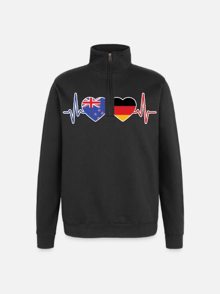 Neuseeland, Deutschland, Neuseeländerdeutsch - Quarter-Zip-Sweatshirt - Schwarz