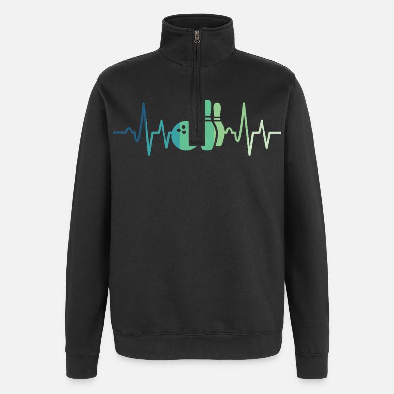 Bowling-Herzschlag-Bowler - Quarter-Zip-Sweatshirt - Schwarz