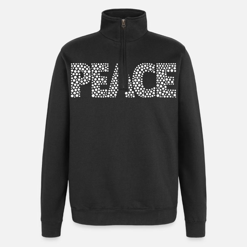 PEACE in Points Mosaic - Quarter-Zip Sweatshirt - black