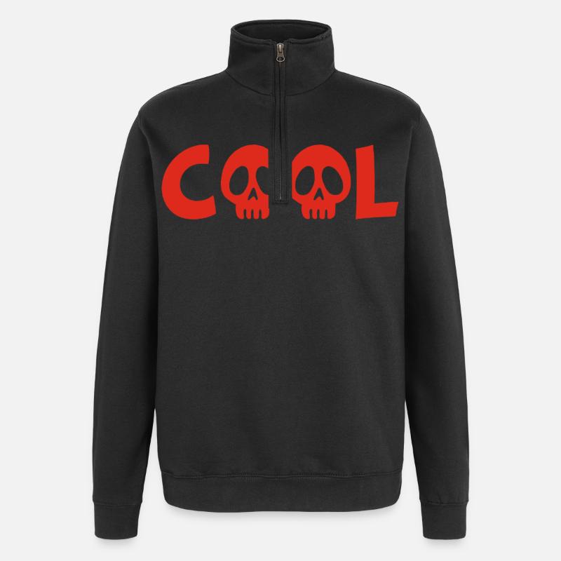 Skull and cool (red) - Quarter-Zip Sweatshirt - black