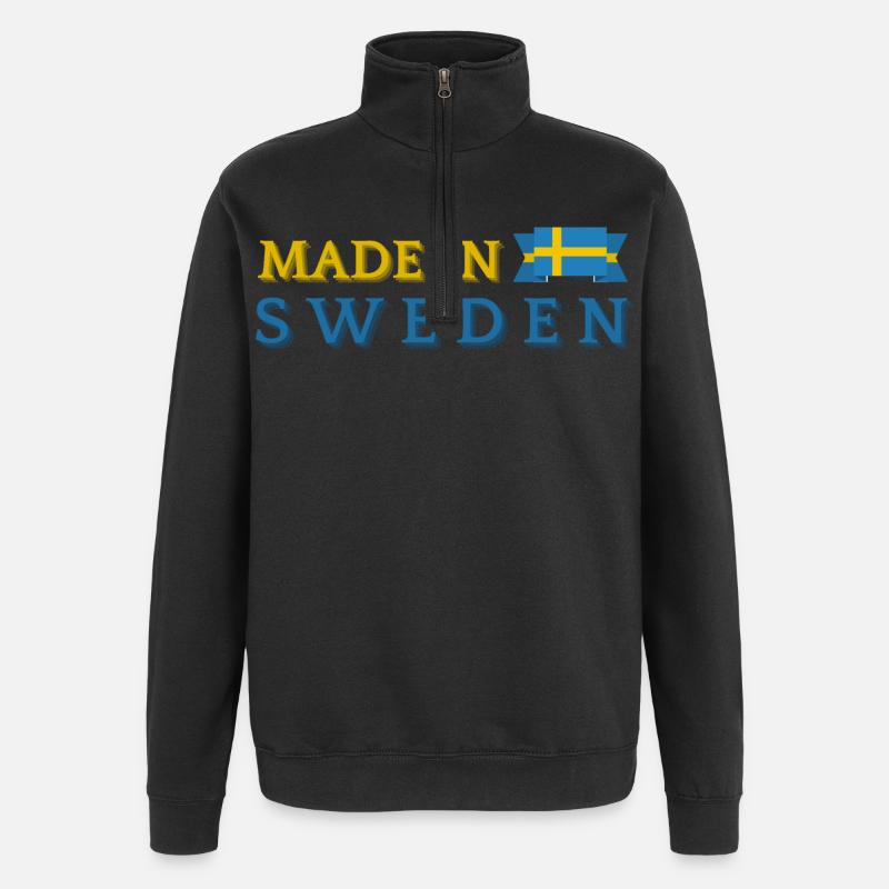 Made in Sweden, Swedish pride - Quarter-Zip Sweatshirt - black