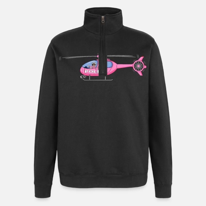 Polizeihubschrauber in Rosa - Quarter-Zip-Sweatshirt - Schwarz