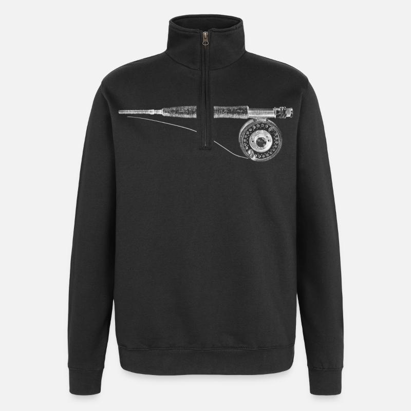 Pêche à la mouche - Sweat à zip 1/4 - noir