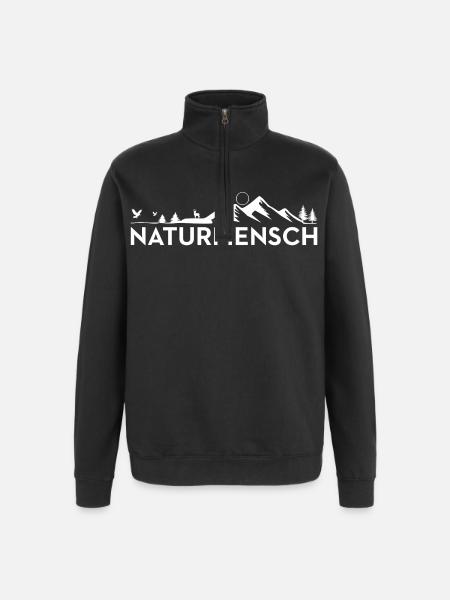 Nature Man Outdoor Camping Motif - Quarter-Zip Sweatshirt - black