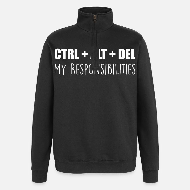 Ctrl + Alt + Del: My Responsibilities - Quarter-Zip Sweatshirt - black