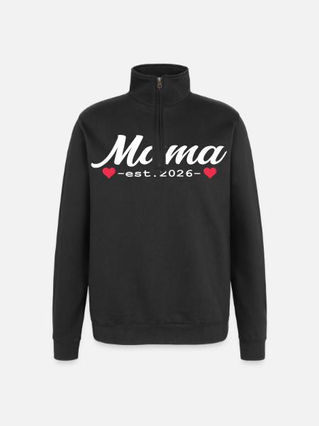 Mama 2026 Schwangerschaft Geschenk - Quarter-Zip-Sweatshirt - Schwarz