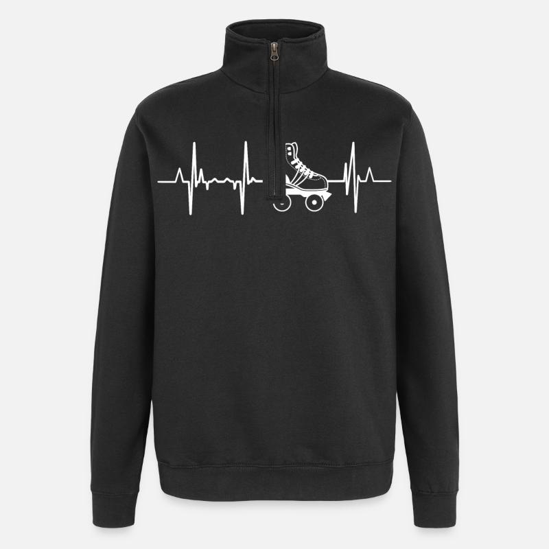 Rollerskates Herzschlag - Quarter-Zip-Sweatshirt - Schwarz