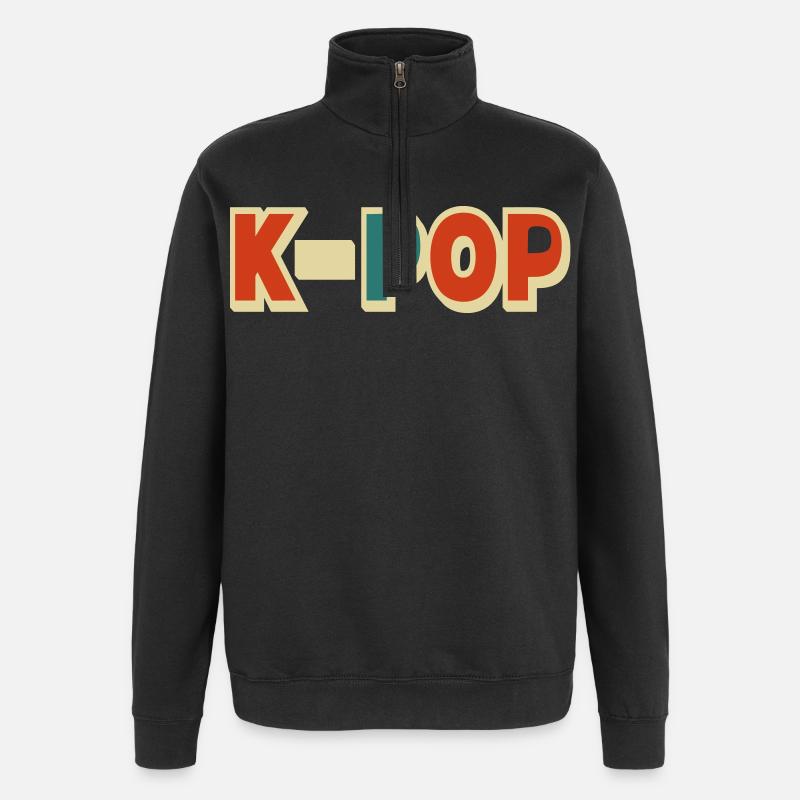 K-pop 5 couleurs customizables - Sweat à zip 1/4 - noir