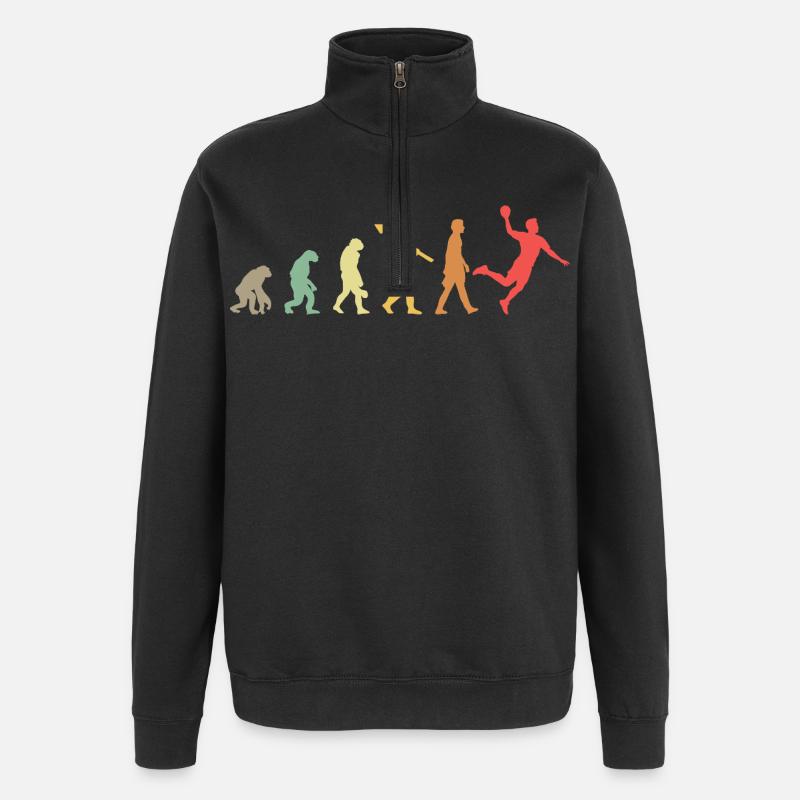 Handball Evolution Handballer Entwicklung Retro - Quarter-Zip-Sweatshirt - Schwarz