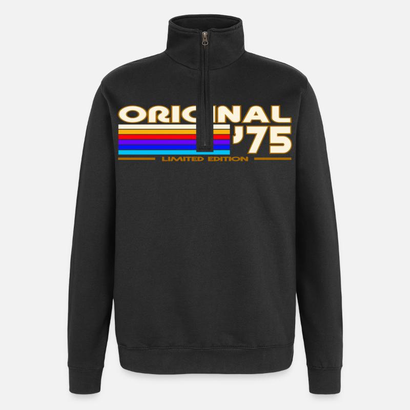Originaler 75er Rainbow Retro - Quarter-Zip-Sweatshirt - Schwarz