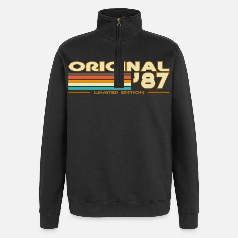 Original 87 Retrowave Rayures - Sweat à zip 1/4 - noir