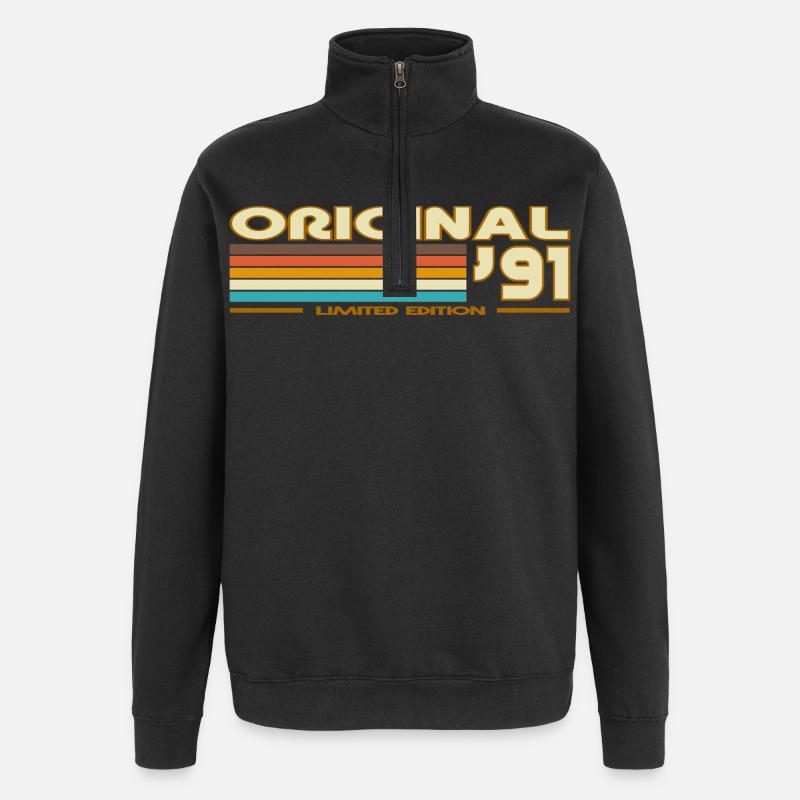 Original 91 Rayures Rétro - Sweat à zip 1/4 - noir