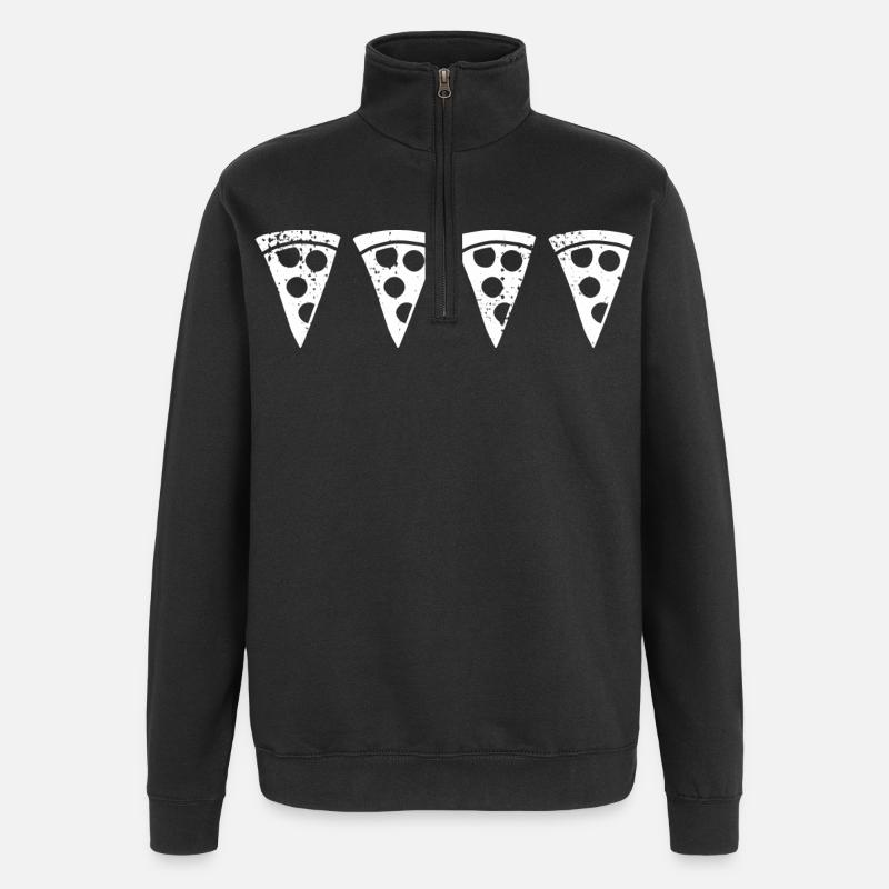 Retro Pizzastück - Quarter-Zip-Sweatshirt - Schwarz