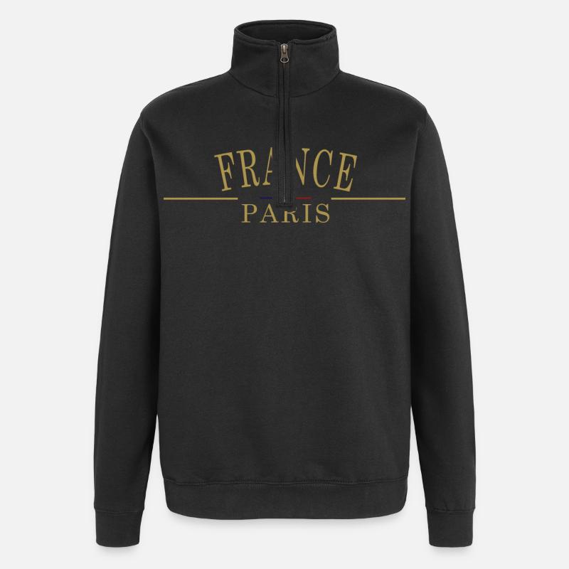 FRANCE Paris drapeau - Sweat à zip 1/4 - noir