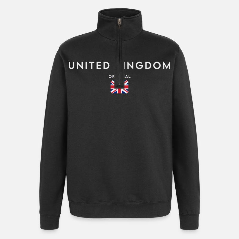 Drapeau du Royaume-Uni, fierté britannique - Sweat à zip 1/4 - noir