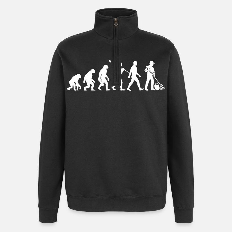 Evolution - Gärtner - Garten - Gartenarbeit - Quarter-Zip-Sweatshirt - Schwarz