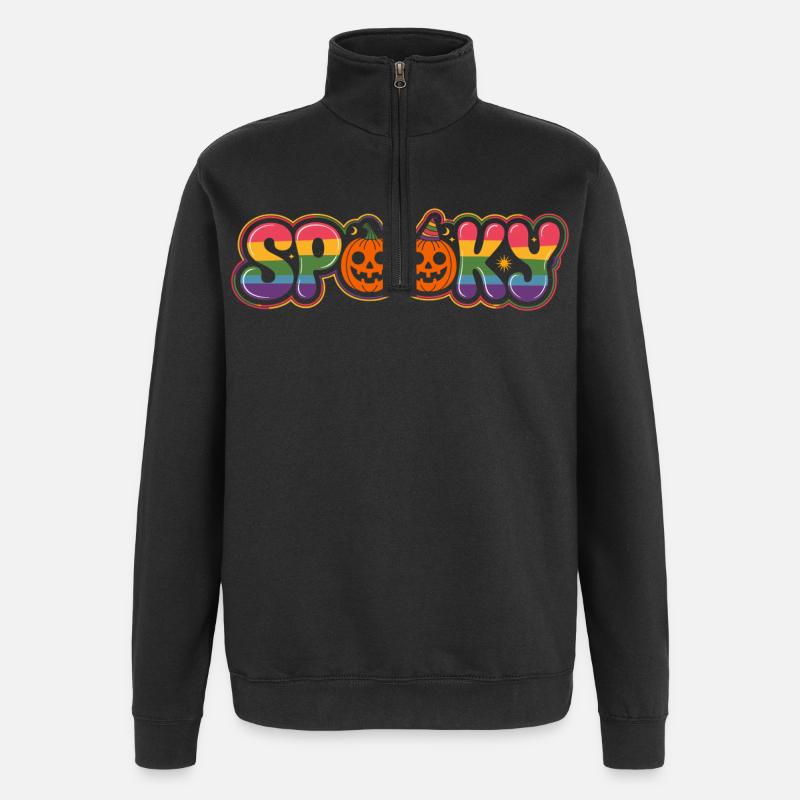 Arc-en-ciel effrayant Halloween - Sweat à zip 1/4 - noir